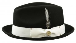 Bruno Capelo Black / White Banded Australian Wool Fedora Hat BB-204