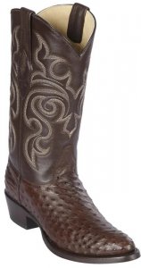 Los Altos Brown Full Quill Ostrich Round Toe Cowboy Boots 650307