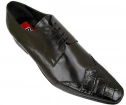 Mauri "M718" Black Genuine Alligator Shoes