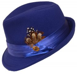 Bruno Capelo Royal Blue Wool Blend Fedora Dress Hat FD-205