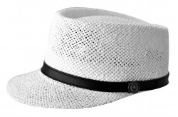 Bruno Capelo White Straw Telescope Baseball Hat With Black Band LG-204