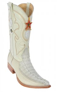 Los Altos Winterwhite Genuine Crocodile Tail With Deer 3X Toe Cowboy Boots 952804