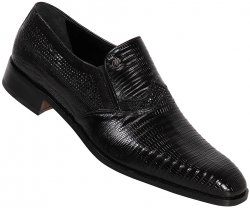 Mauri "4157/2" Black Genuine Lizard Shoes With Rhinestones