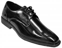 Antonio Cerrelli Black Eel Print PU Leather Lace-Up Shoes 6712