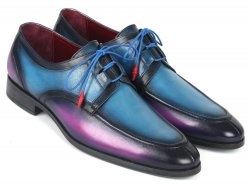 Paul Parkman Blue / Purple Genuine Leather Ghillie Lacing Oxford Dress Shoes GU568BLP