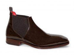 Emilio Franco "Leonardo" Chocolate Genuine Italian Patent Leather Ankle Boots.