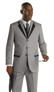 E. J. Samuel Black / Gray Striped Suit M2631