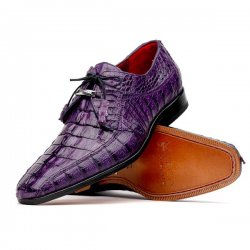 Marco Di Milano ''Cancun'' Purple Genuine Hornback Caiman Crocodile Dress Shoes