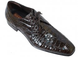 Mezlan "Fullerton" 13582-F Dark Brown All-Over Genuine Crocodile Shoes with Leather Weave