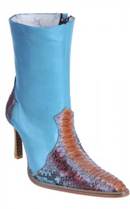 Los Altos Ladies Multicolor Honey Genuine Python Snake Skin Short Top Boots With Zipper 365731