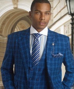 E. J. Samuel Blue Box Pinstriped Suit M2667