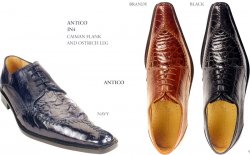 Belvedere "Antico" Genuine Crocodile Flank/Ostrich Leg Shoes