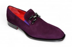 Emilio Franco "Francesco" Purple Genuine Italian Suede Leather With Bracelet Loafers.