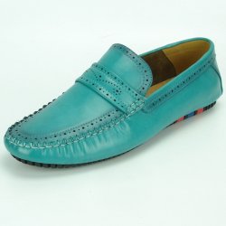 Fiesso Green PU Leather Perforated Casual Loafer FI2323.