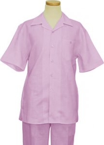 Successos Lavender 100% Linen 2 Piece Short Sleeve Outfit SP1065