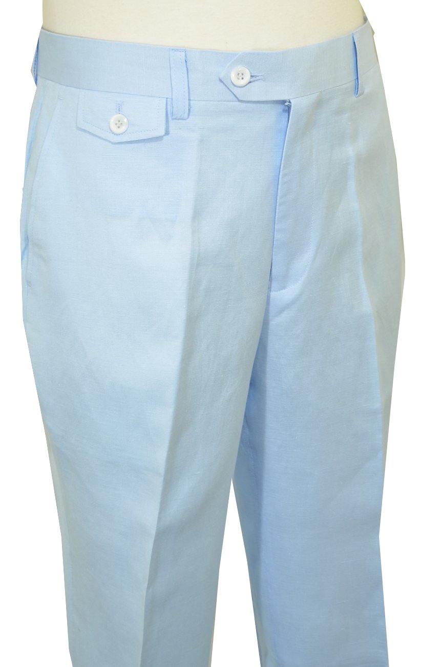 Cigar White / Light Blue Linen / Cotton Trouser BRX-457