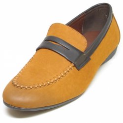 Fiesso Tan Leather Casual Loafer Shoes FI2147