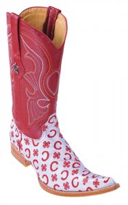 Los Altos Grey Red Fashion Design 6X Toe Cowboy Boots 965312