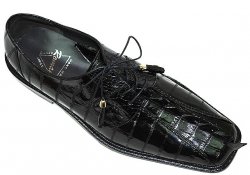 Romano "Rino" Black Genuine Crocodile Tail/Eel Shoes