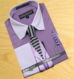 Daniel Ellissa Boys Purple / Lavender With Shirt / Tie / Hanky Set