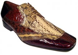 Giorgio Brutini Brown/Cognac/Cream Genuine Snake Skin Shoes 157412
