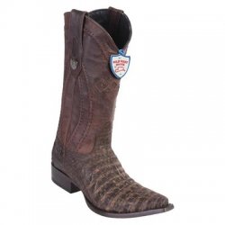 Wild West Sanded Brown Caiman Belly Snip Toe Cowboy Boots 2948235