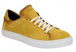 Duca Di Matiste "Cremona" Yellow Genuine Italian Suede Leather Sneakers.