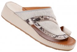 Mauri "1607" Beige / Dark Brown Genuine Python / Off White Pony Platform Sandals