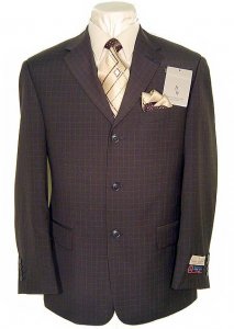 Franco Valentino Black/Caramel Window Panes Super 120S Wool Suit