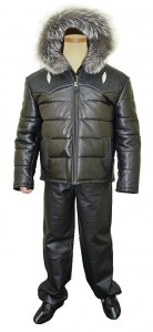 G-Gator Genuine Stingray / Leather Motorcycle Puffer Jacket With Chinchilla Fur Hood 2910