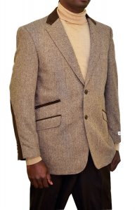 Silversilk Tan / Brown Two Tone Accents With Elbow Patch Blazer 6214
