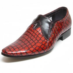 Encore By Fiesso Red Leather Loafer Shoes FI3189