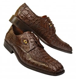 LA Exotics "Diamond Eyes" Brown All-Over Genuine Hornback Crocodile Head Shoes With Eyes 1ZV080207