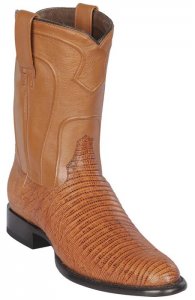 Los Altos Honey Genuine Lizard Skin Round Roper Toe Cowboy Boots 690751