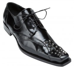 Mauri "Avanguardia" 44253 Black Genuine Alligator Dover Leather With Metal Studs On Front Shoes