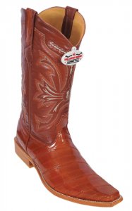 Los Altos Cognac Genuine All-Over Eel Square Toe Cowboy Boots 710803