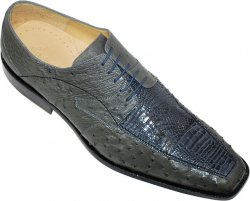 Belvedere "Tunisi" Grey Genuine Crocodile/Ostrich Shoes
