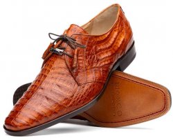 Marco Di Milano "Lacio" Brandy Genuine Caiman Crocodile Dress Shoes