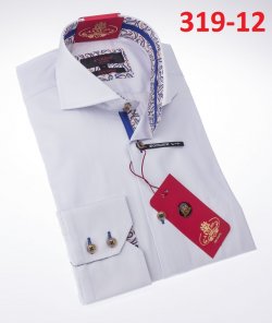 Axxess White Cotton Modern Fit Dress Shirt With Button Cuff 319-12.
