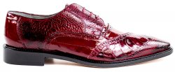 Belvedere "Nino" Antique Red / Scarlet Red Genuine Eel / Ostrich Leg Shoes 0B4.
