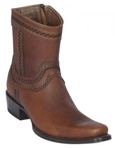 Los Altos Walnut Genuine Rage Leather European Square Toe Low Shaft Cowboy Boots 76B9940