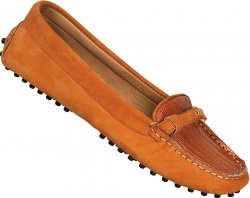 Mauri Ladies "9159" Peach Genuine Lizard / Suede Loafer Shoes