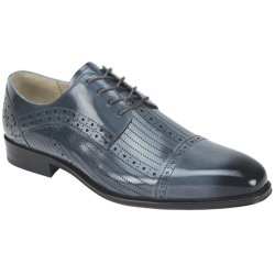 Giovanni "Lawrence" Grey Genuine Calfskin Derby Lace-Up Perforated Shoes.