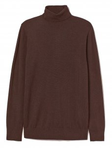 Bagazio Brown Cotton Blend Modern Fit Turtleneck Sweater Shirt BM2102