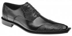 Belvedere "Rosso" Black Genuine Lizard and Italian Calf Oxford Shoes # 2N8