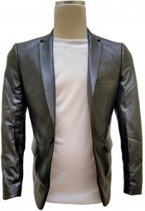 Cielo Black Vegan Leather Slim Fit Blazer B3650