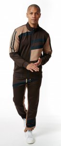 Stacy Adams Brown / Camel / Black Cotton Modern Fit Tracksuit Outfit 2571