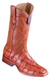 Los Altos Cognac Genuine Pirarucu Fish Square Toe Cowboy Boots 8221003