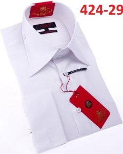 Axxess White Cotton Modern Fit Dress Shirt With French Cuff 424-29