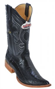 Los Altos Black Genuine Ostrich Leg 3X Toe Cowboy Boots 950505